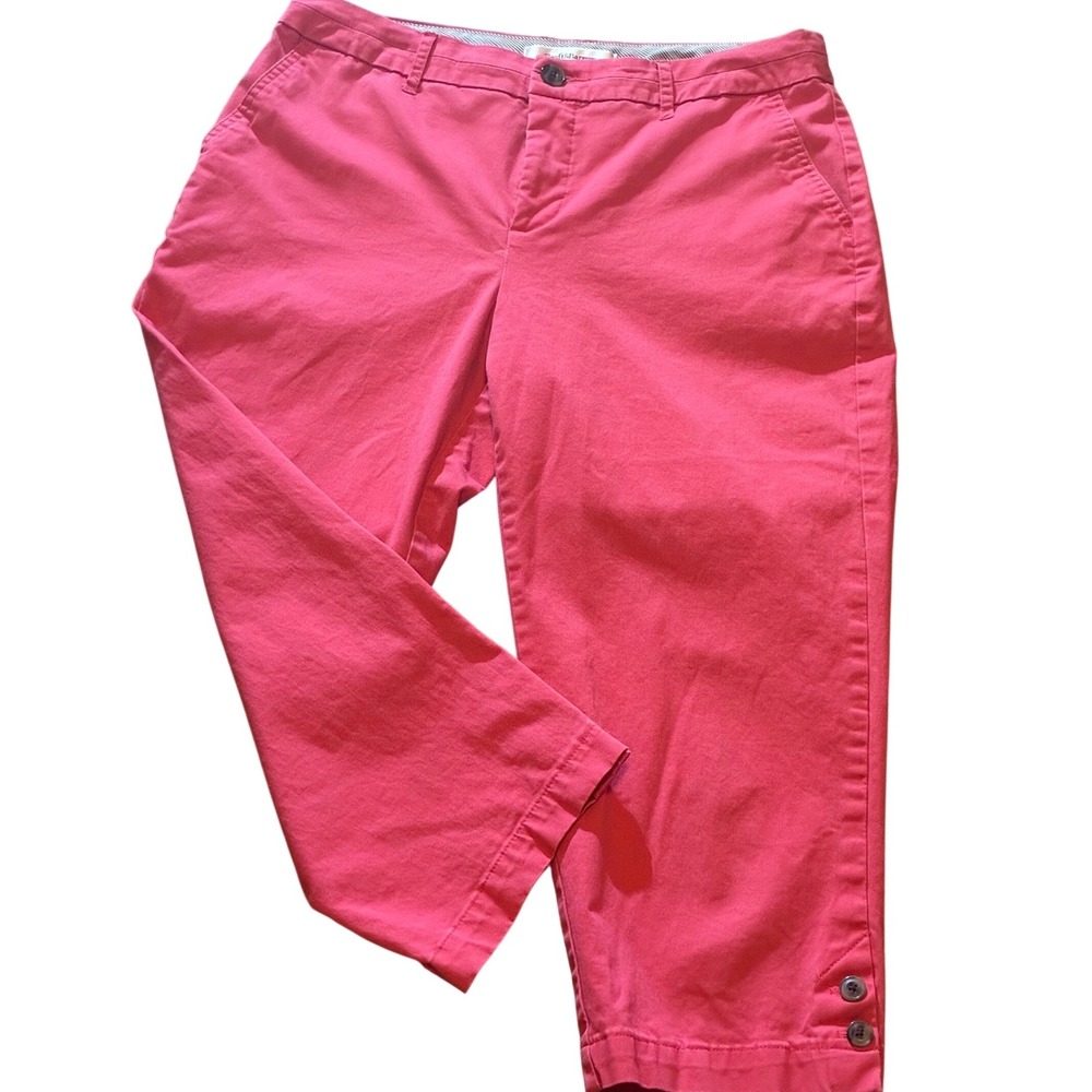 Croft & Barrow Pink Stretch Capri Pants Womens 10 Cropped Button Hem Trousers